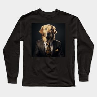 Golden Retriever Dog in Suit Long Sleeve T-Shirt